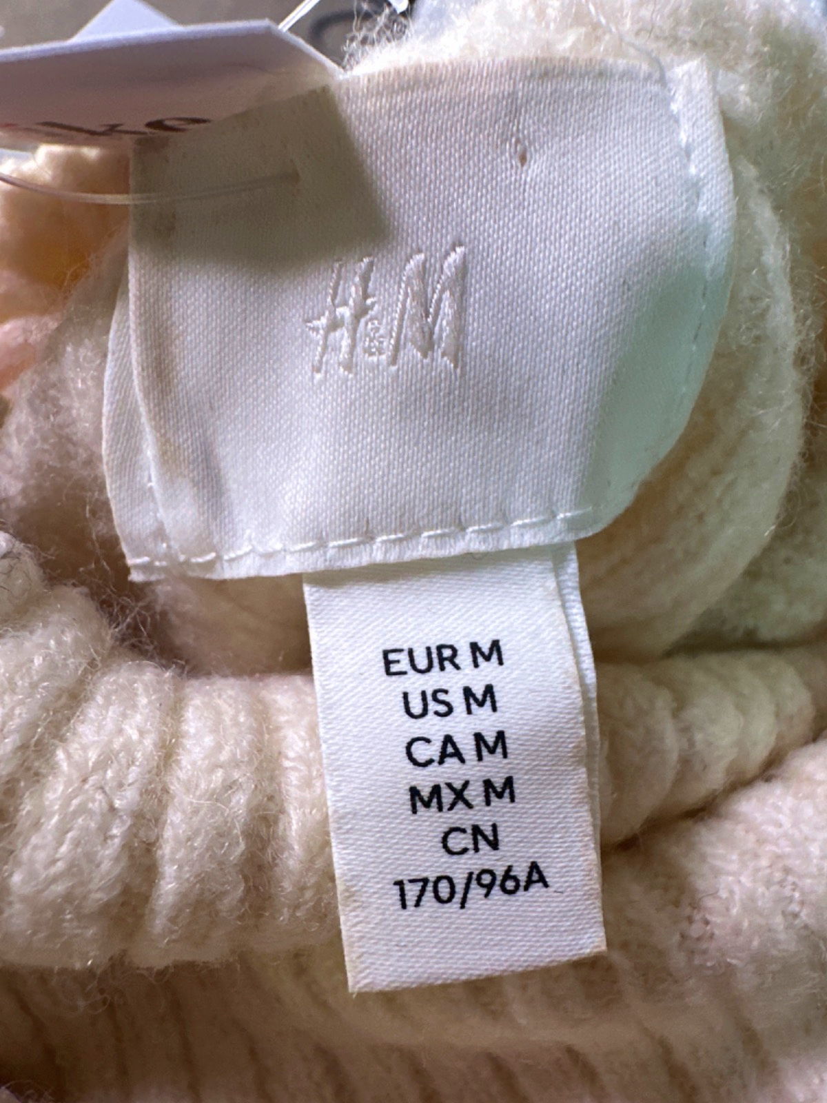 H&M Cream Ribbed Turtleneck Sweater UK M