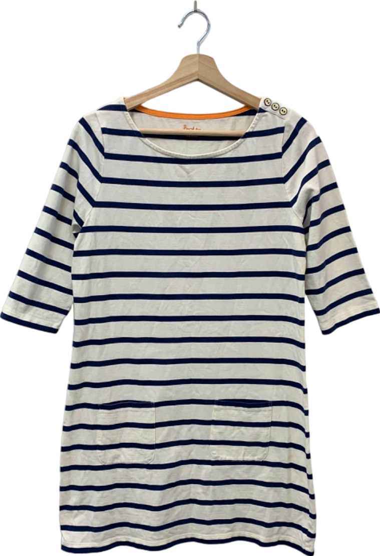Boden Navy Blue and White Stripe Dress UK 12
