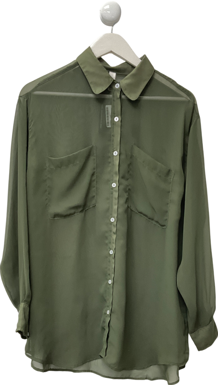 chiffon Oversized Khaki Green Blouse One Size