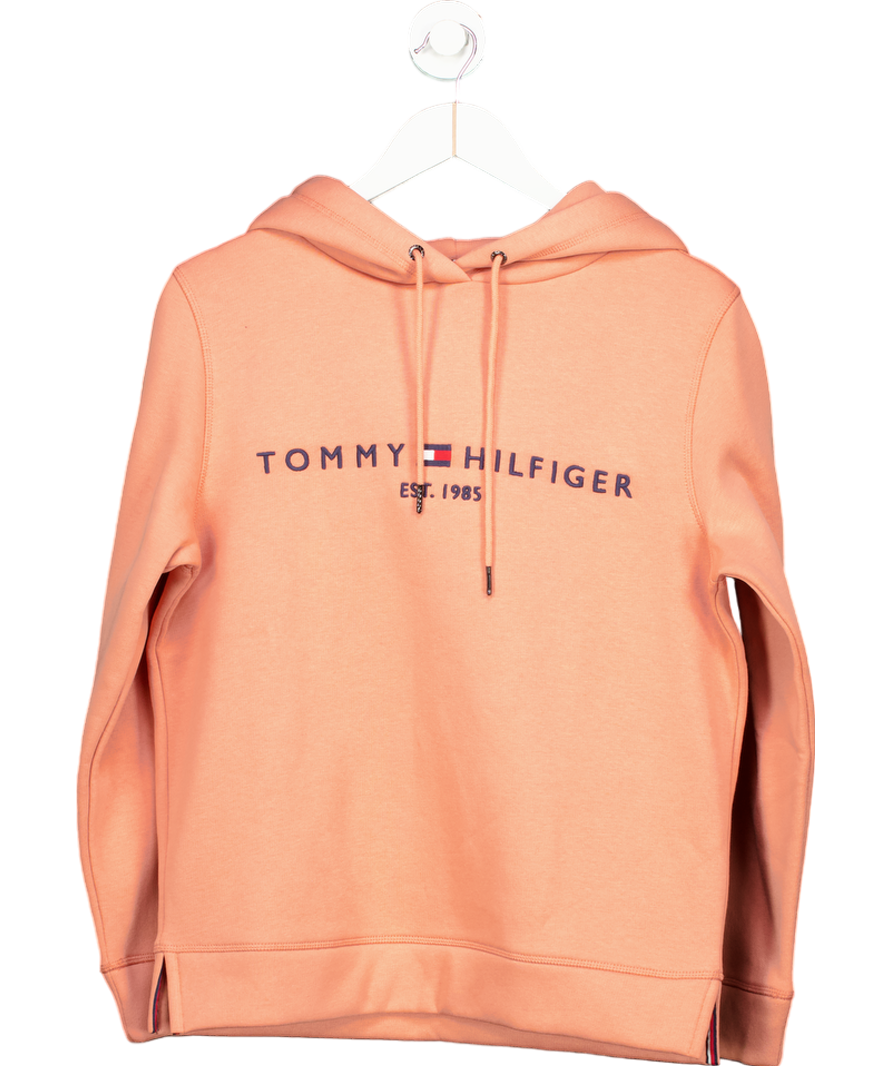 Tommy Hilfiger Coral Pink Embroidered Logo Hoody UK XS