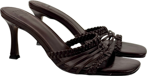 ASOS Design Hazel Plaited Cage Mid Heeled Mule In Chocolate Brown UK 4 EU 37