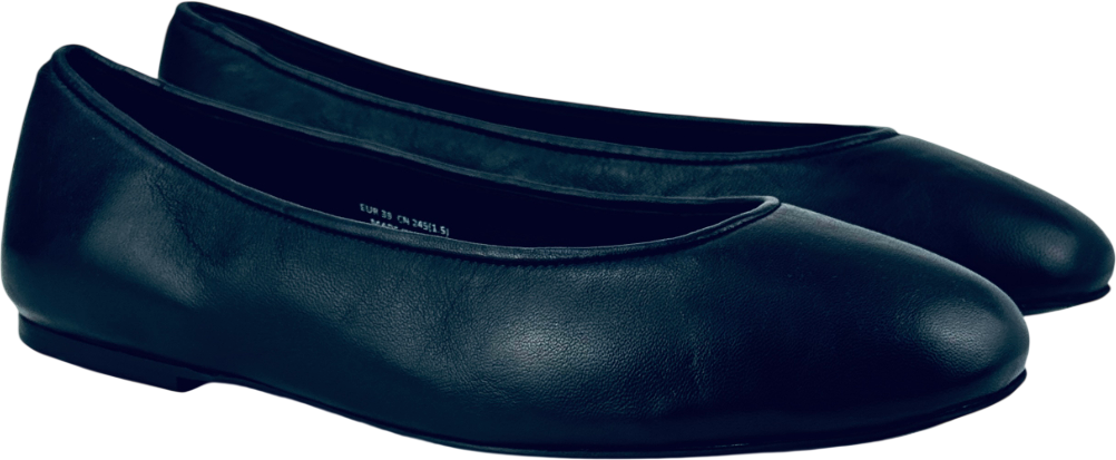 COS Black Leather Ballerina Flats UK 6 EU 39 👠