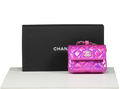 Chanel Iridescent Pink Patent Lambskin Quilted CC Hook Card Holder/Micro Bag