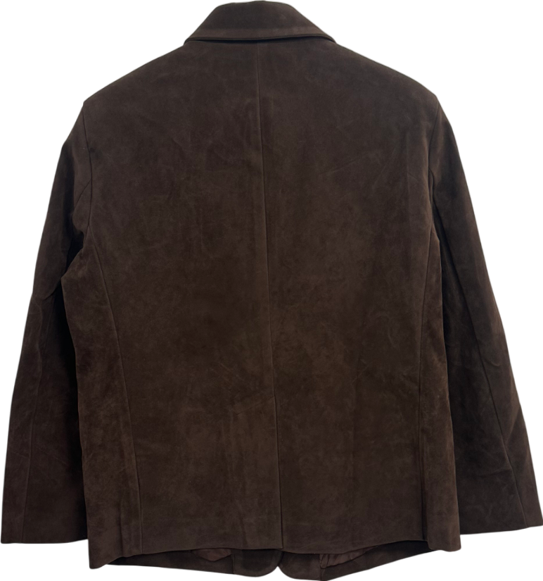 PrettyLittleThing Brown Petite Chocolate Faux Suede Longline Blazer UK 8