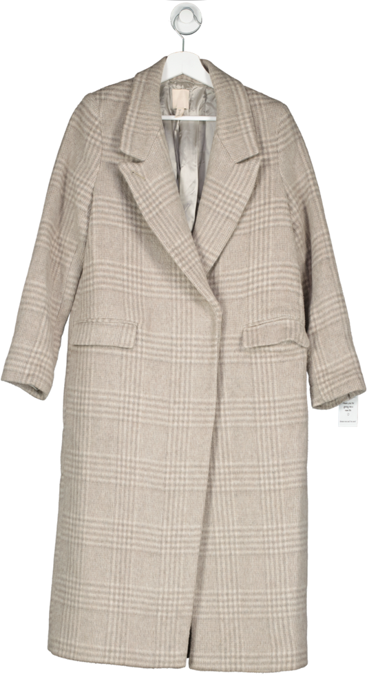 H&M Beige Long Wool Blend Coat UK XS