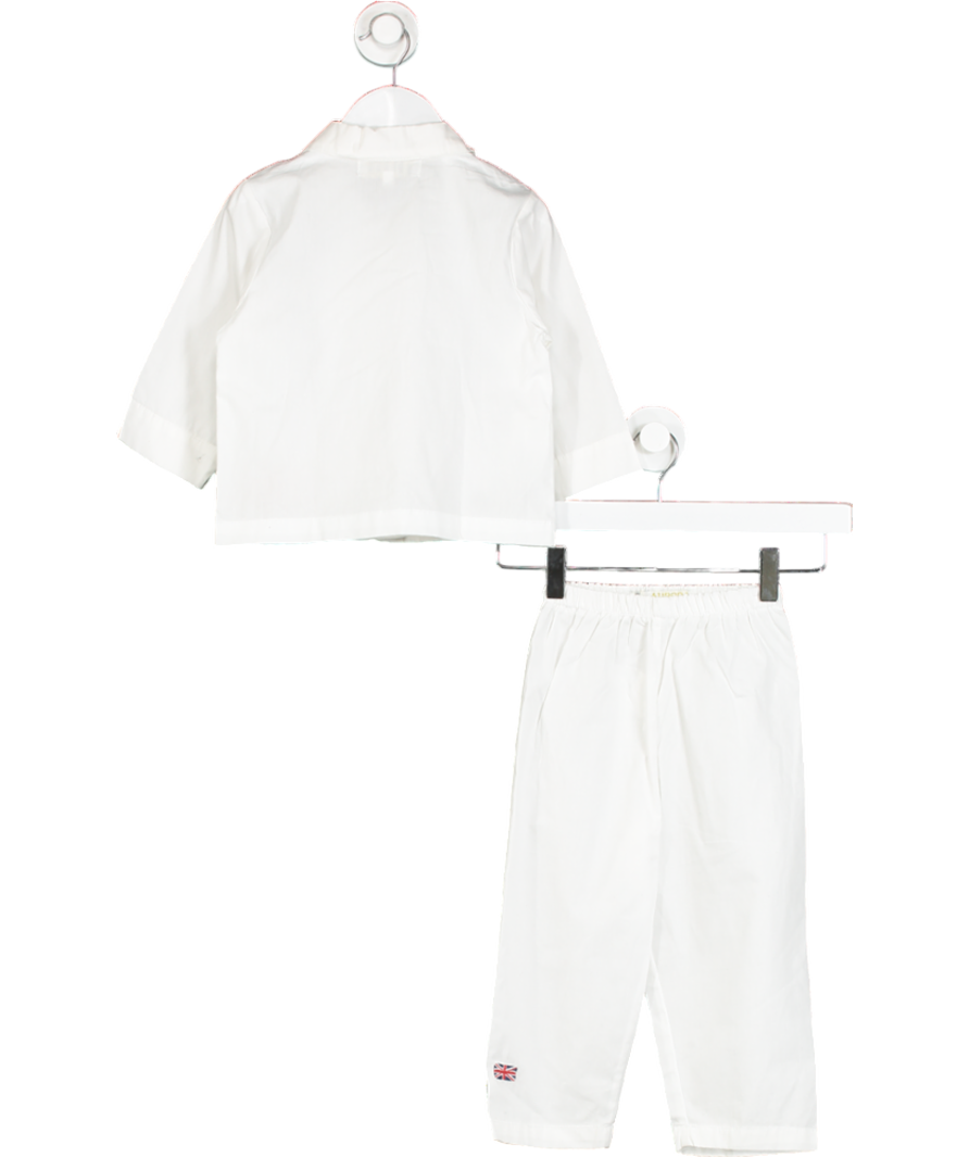 Aurora Royal White Soldier Embroidered Cotton Pyjama Set With Bag 2 Years