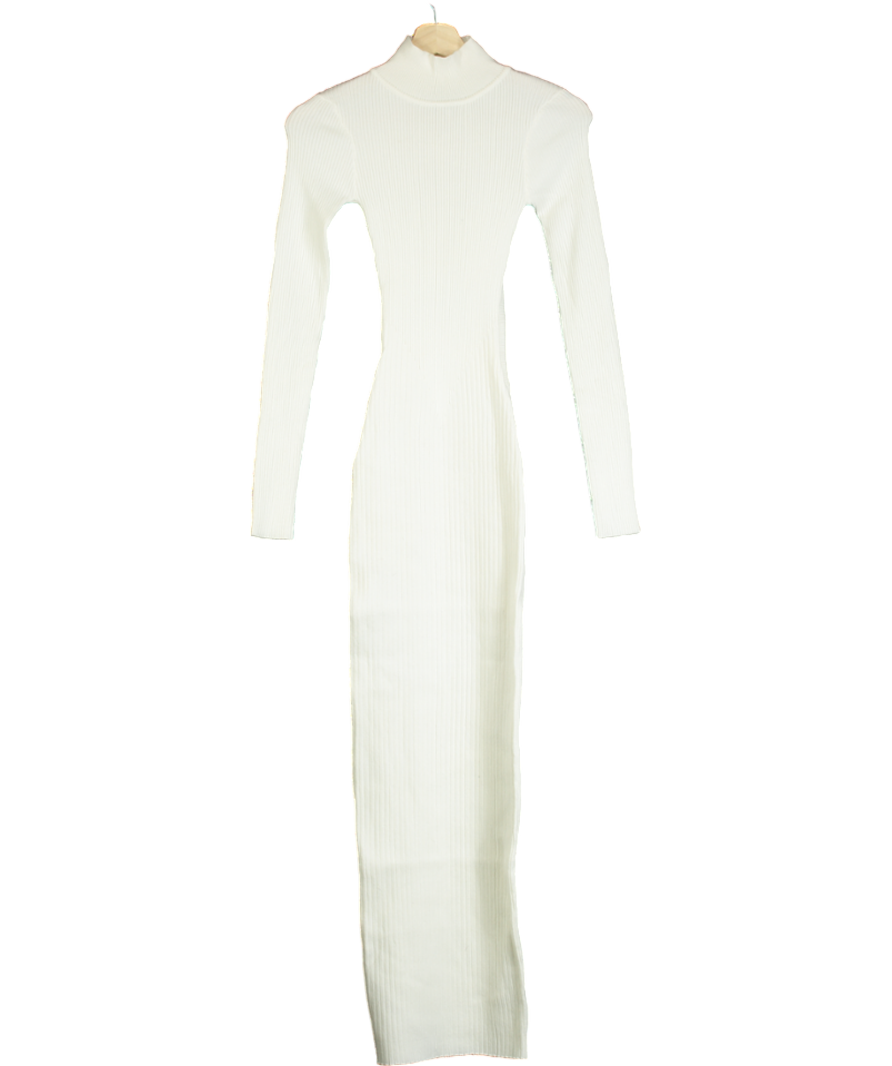 Naked Wardrobe White Knit Sweater Corset Maxi Dress UK XS