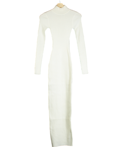 Naked Wardrobe White Knit Sweater Corset Maxi Dress UK XS