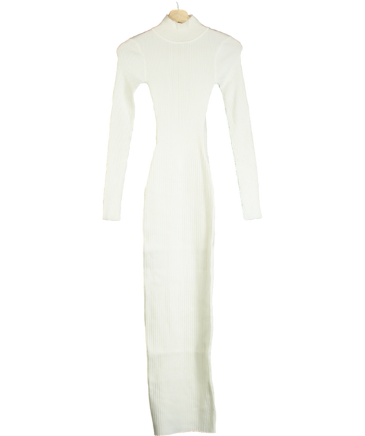 Naked Wardrobe White Knit Sweater Corset Maxi Dress UK XS