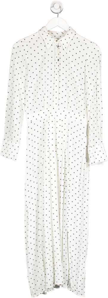 Topshop White Long Sleeve Polka Dot Shirt Dress UK 6