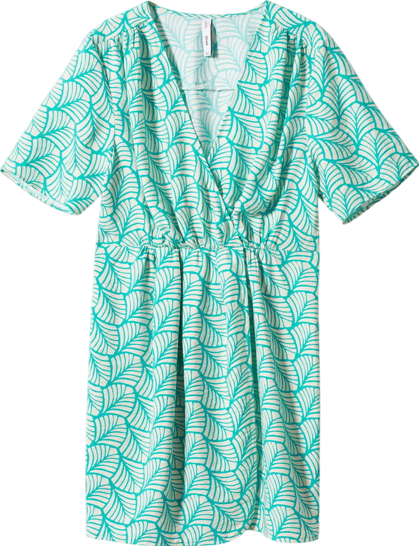 MANGO Green Short Printed Wrap Dress UK 8