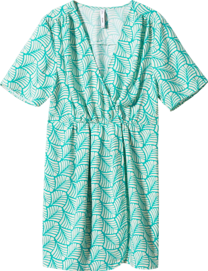 MANGO Green Short Printed Wrap Dress UK 8