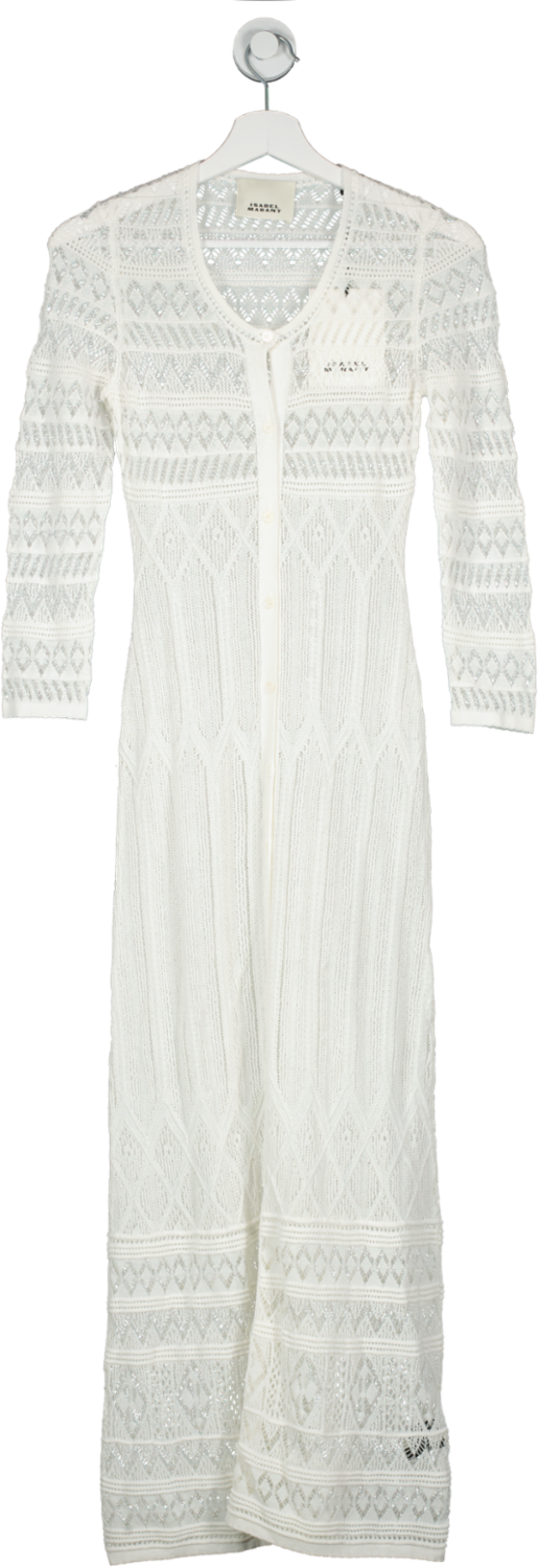 Isabel Marant White Crochet Knit Maxi Dress UK 6