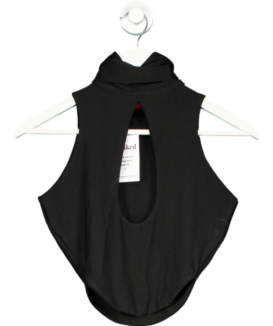 Coucoo Black Roll Neck Cut Out Crop Top UK S