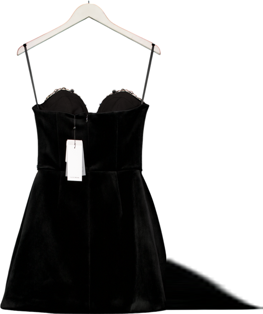 Nadine Merabi Black Velvet Jewelled Ines Dress UK 8