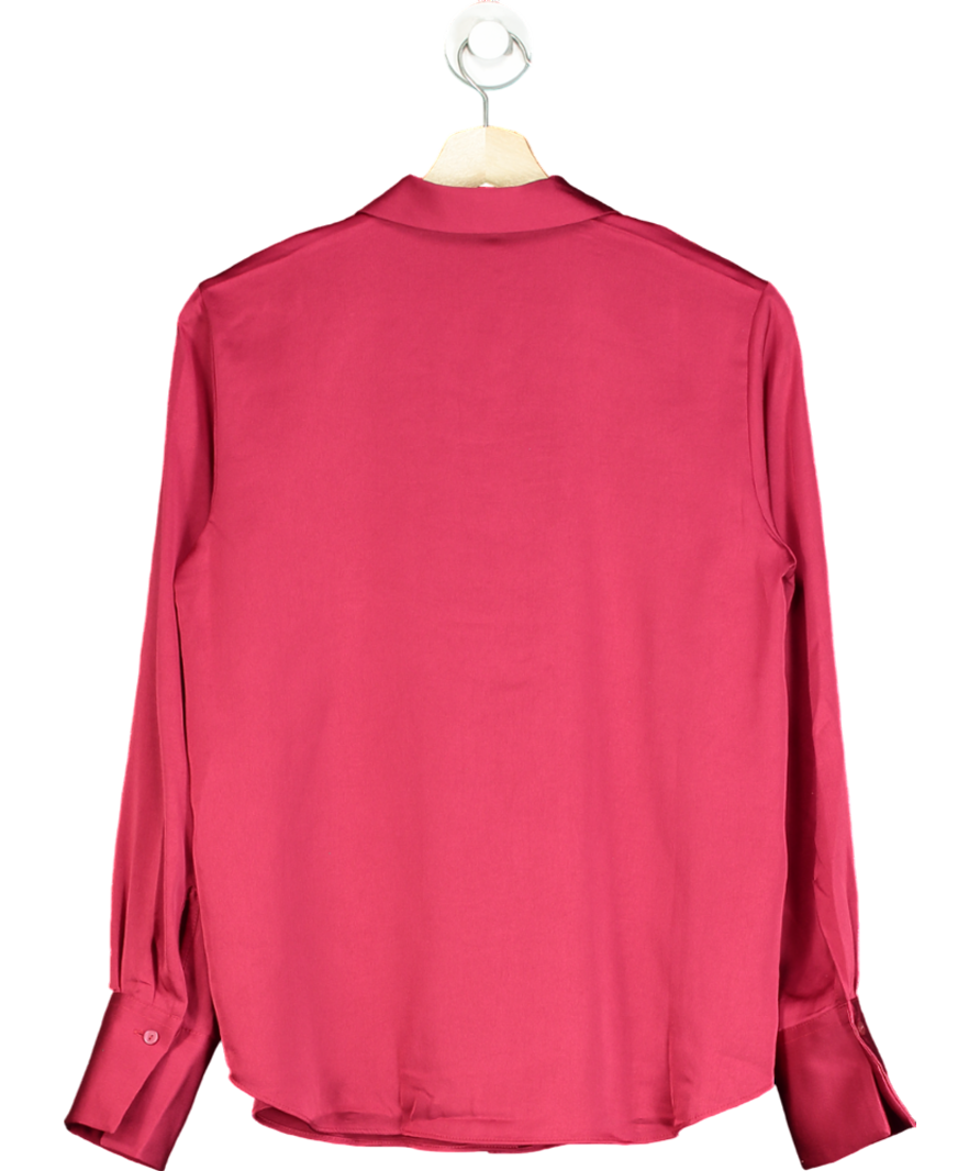 MANGO Red Satin Long Sleeve Shirt UK 8