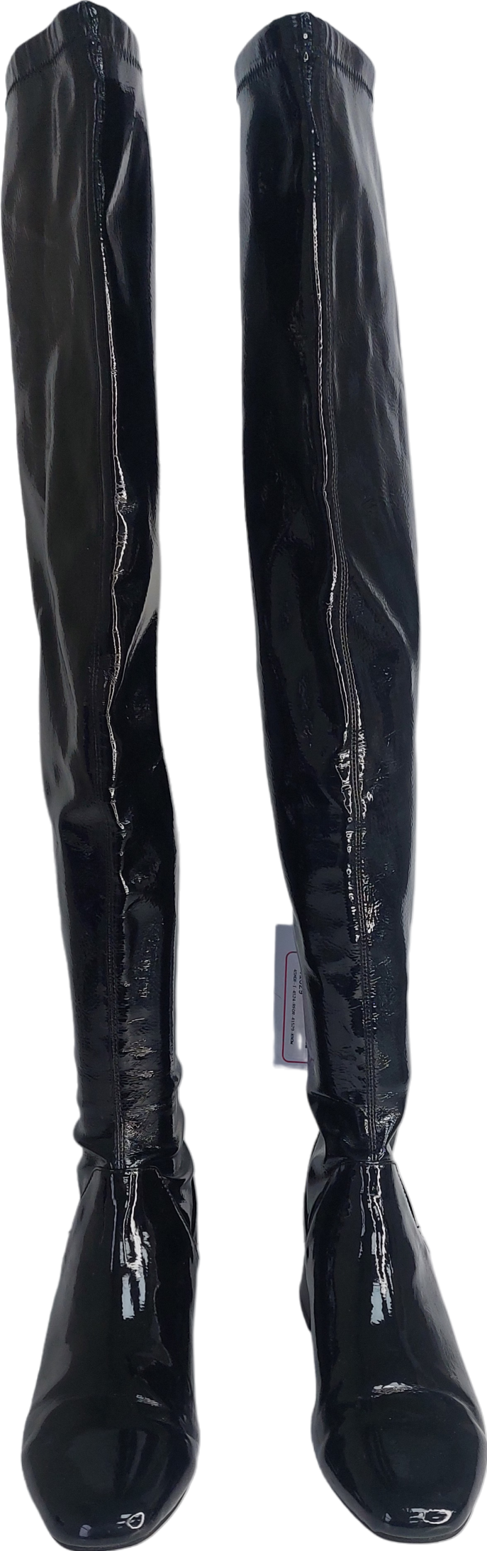 MANGO Black OVER THE KNEE Patent Boots UK 4 EU 37 👠