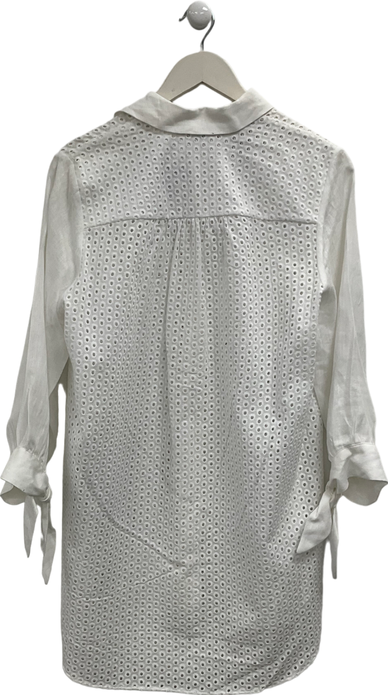 ZARA White Crochet Shirt UK 8