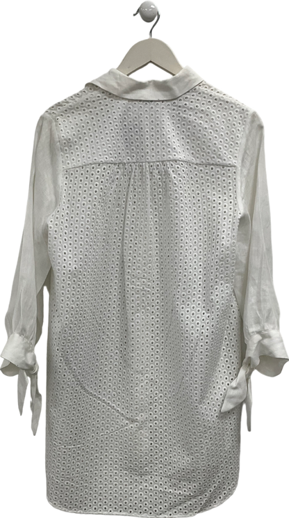 ZARA White Crochet Shirt UK 8