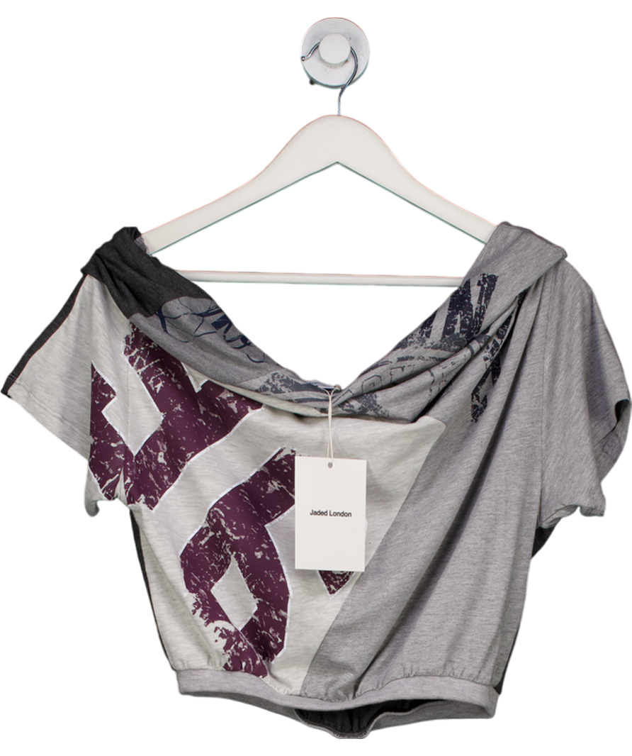 Jaded London Grey Reworked Varsity Top UK 6