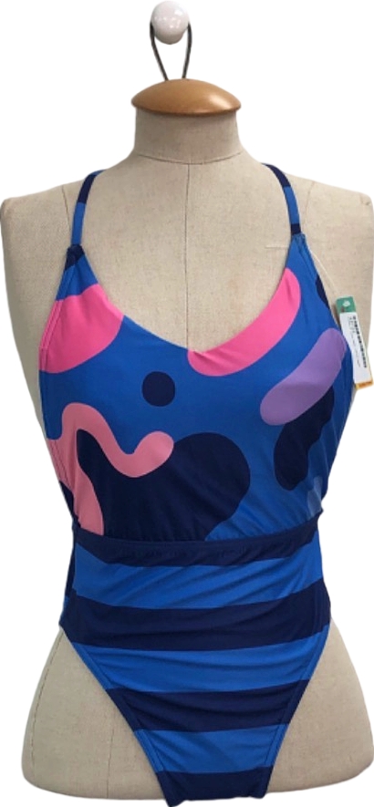 Oioba Blue Pink Graphic Swimsuit UK M