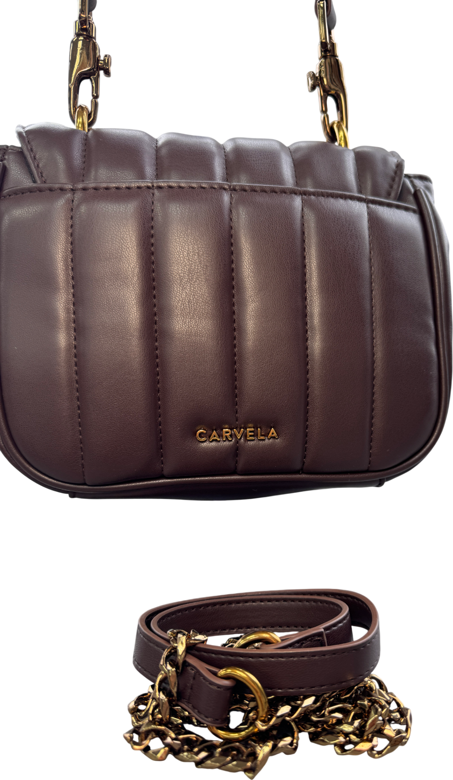 Carvela Chocolate Brown Signature C Quilt Bag With Shoulder Strap