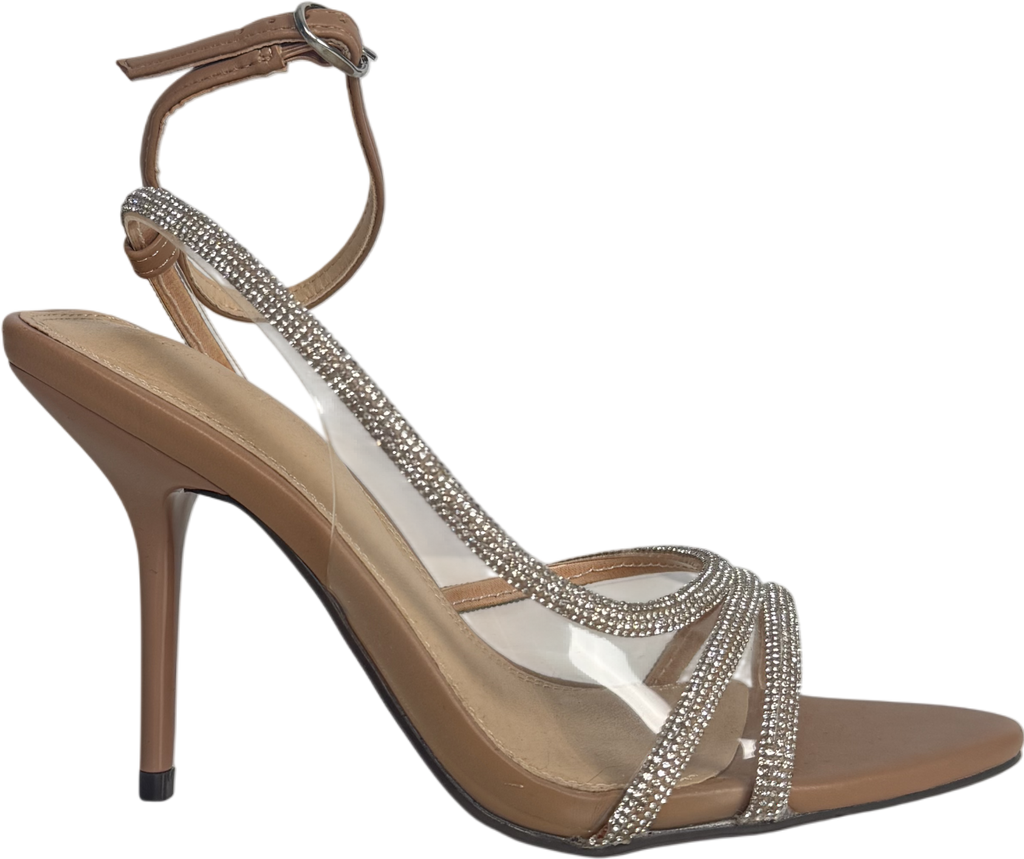 River Island Beige Diamante Heeled Sandals UK 3 EU 36 👠