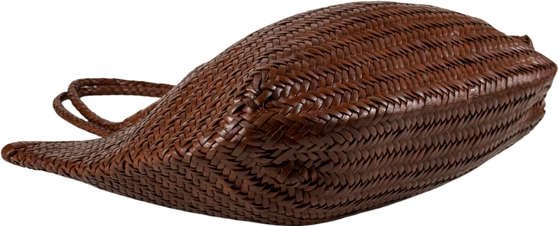 Anthropologie Brown Nola Woven Leather Bag One Size
