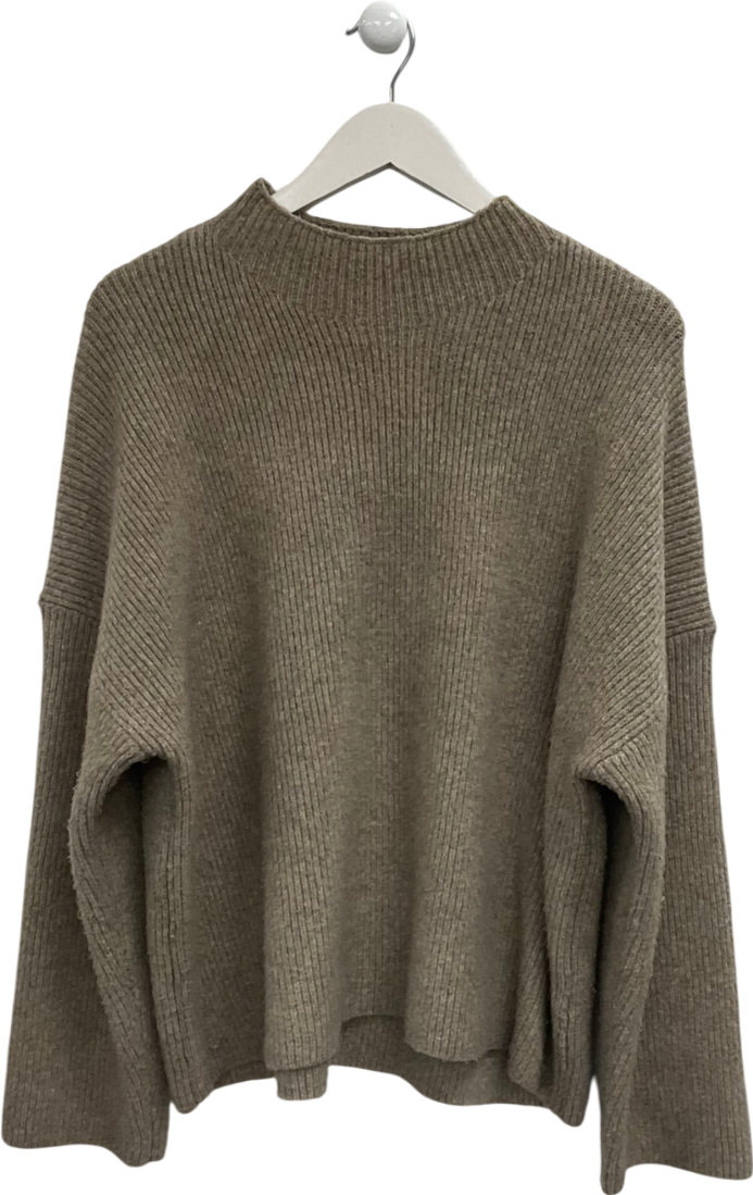 Abercrombie & Fitch Beige Ribbed Mock Neck Jumper UK XL