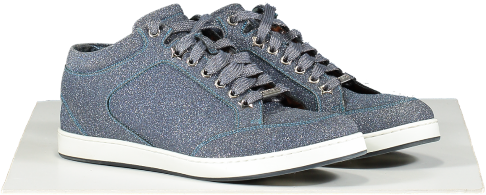 Jimmy Choo Blue Glitter High Top Trainers UK 5.5 EU 38.5 👠