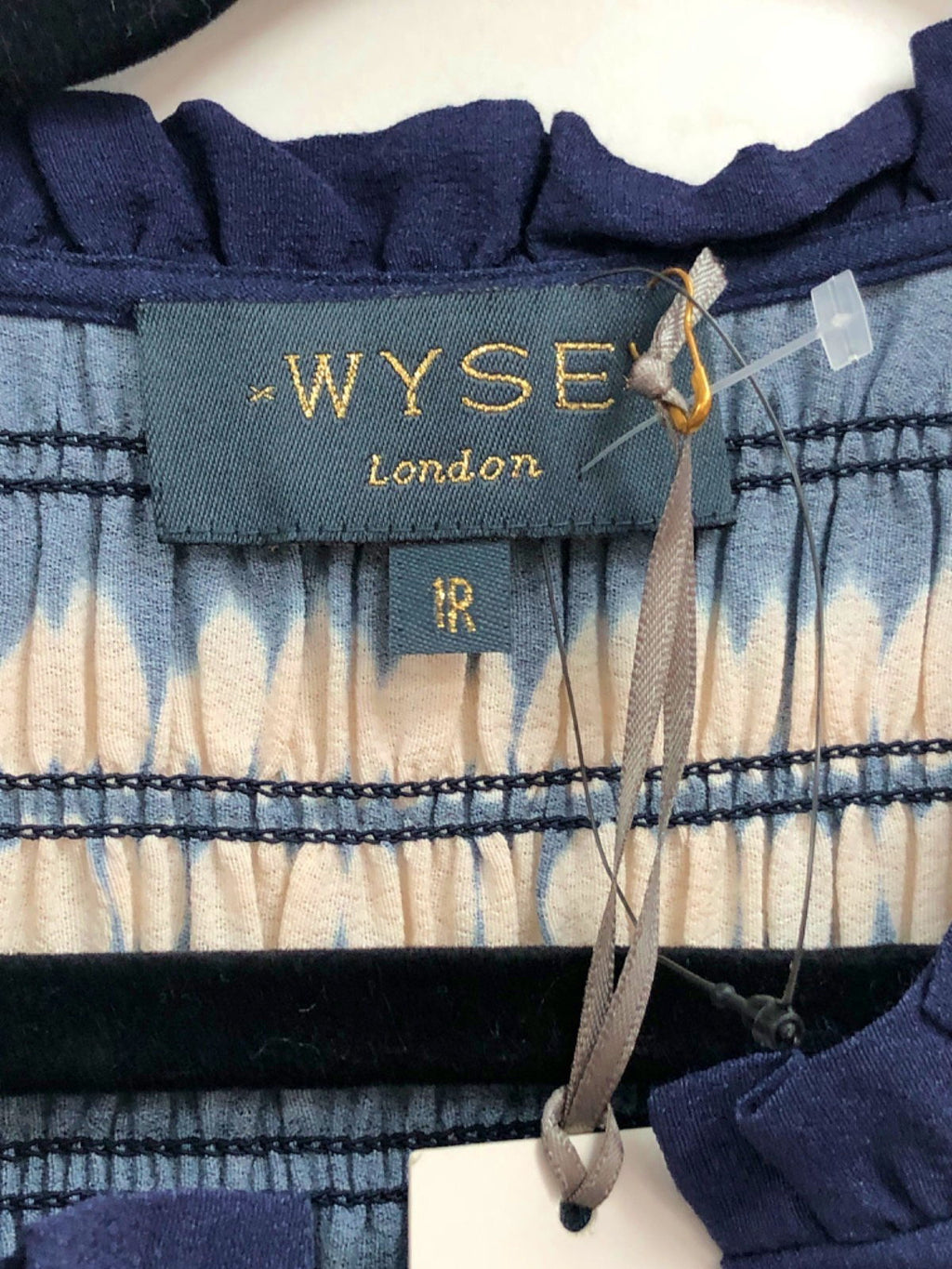 WYSE LONDON Blue and Cream Aggie Shibouri Dress - Midnight/Ivory UK 8