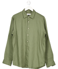 Uniqlo Green 100% Premium Linen Long Sleeve Shirt UK L