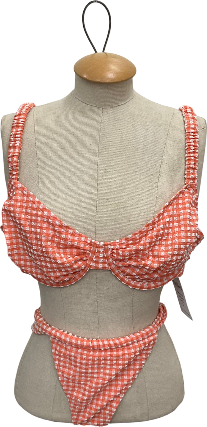 South Beach Orange Gingham Bikini - Bottoms Uk 12, Top UK 16