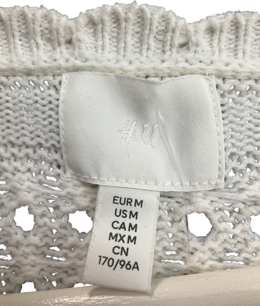 H&M Cream Pointelle-knit Cardigan UK M