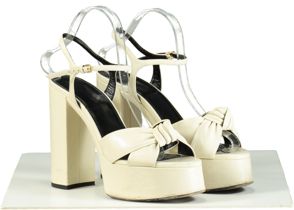 Saint Laurent Cream Platform Sandals UK 7