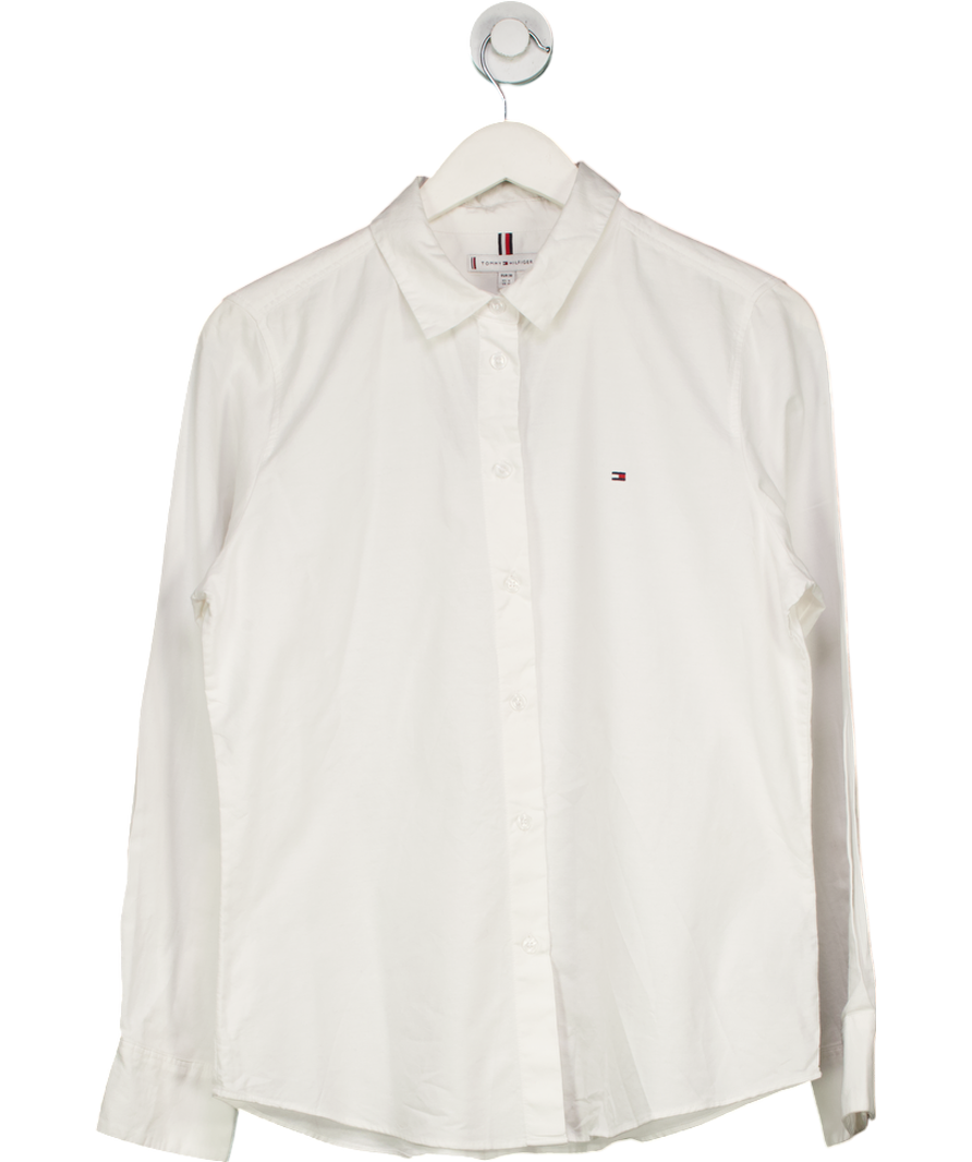 Tommy Hilfiger Classic  White Embroidered Flag Cotton Shirt UK 10