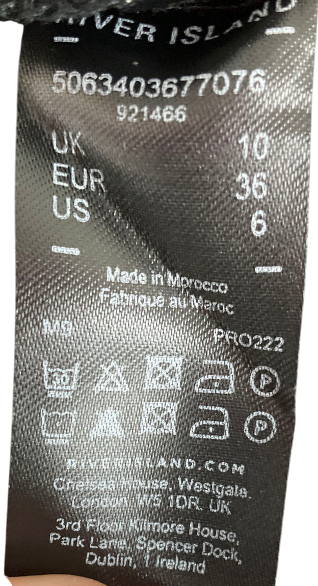 River Island Black Tailored Shorts With Belt UK 10