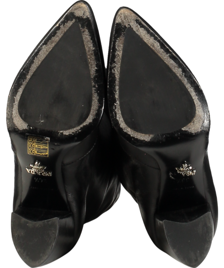 PRADA Black Leather Heeled Boots UK 3.5 EU 36.5 👠