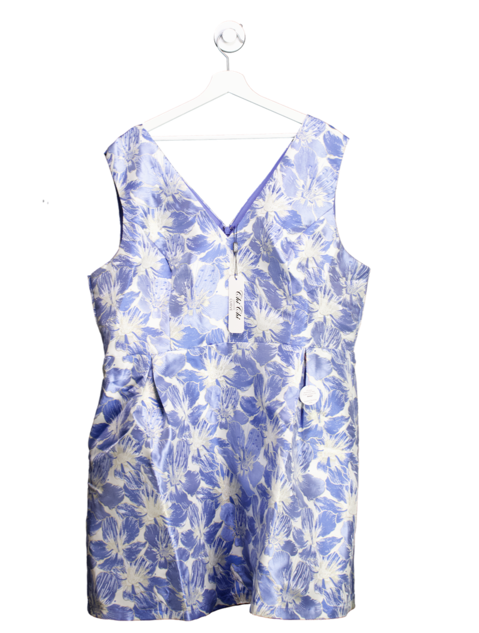 Chi Chi London Blue Curve Floral Print Mini Dress UK 24