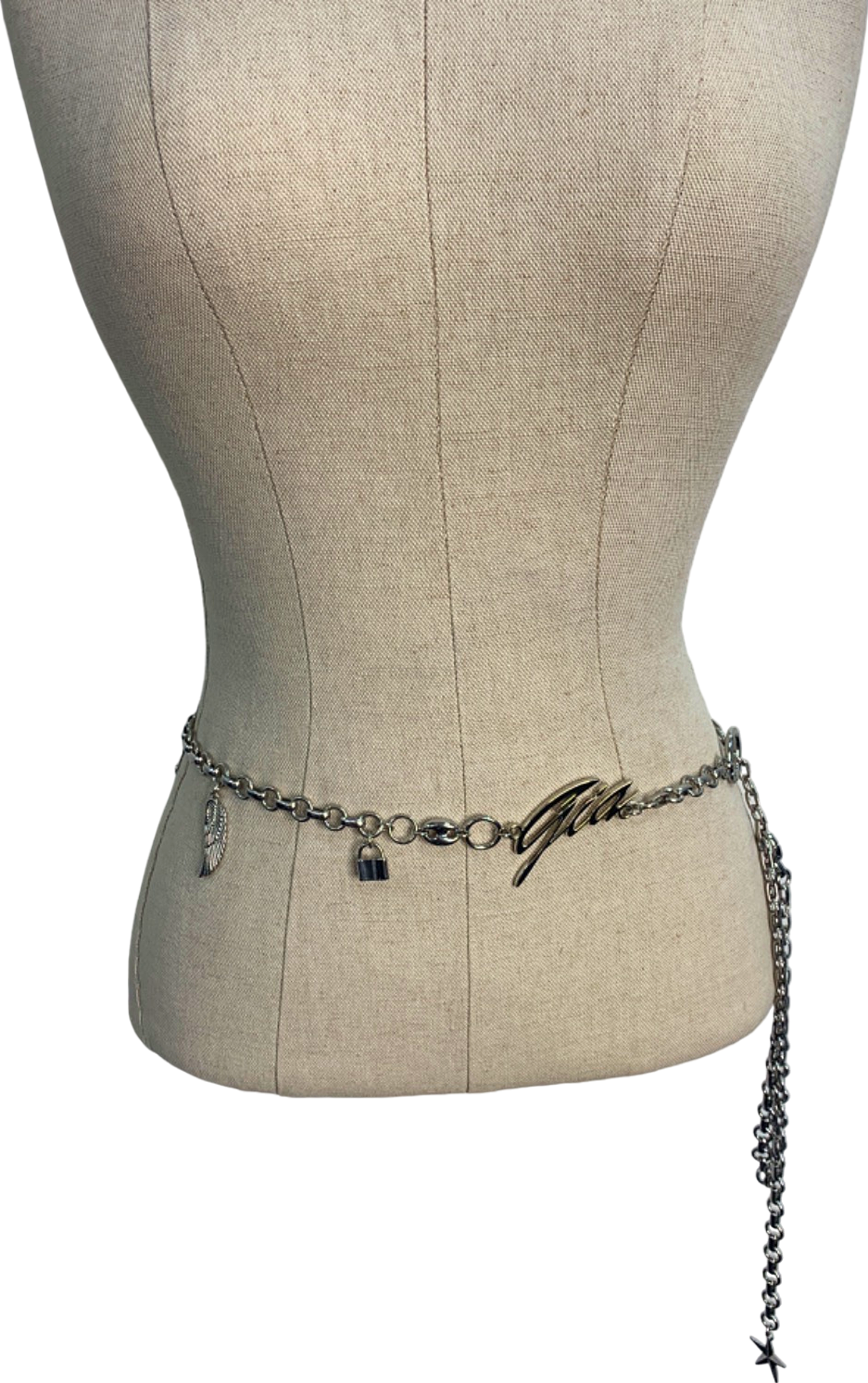 Guess Silver Logo Chain Belt UK One Size