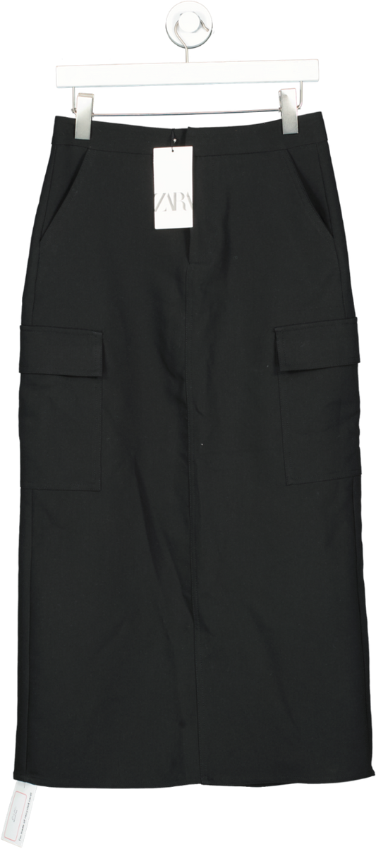 ZARA Black Low Rise Cargo Skirt UK XS