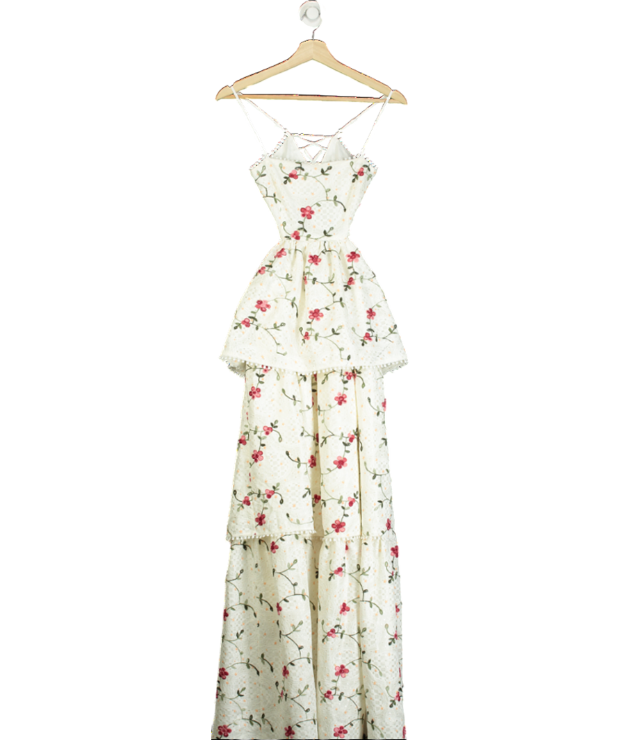 ALB Anne Louise White Ivory Rose Dress UK 8