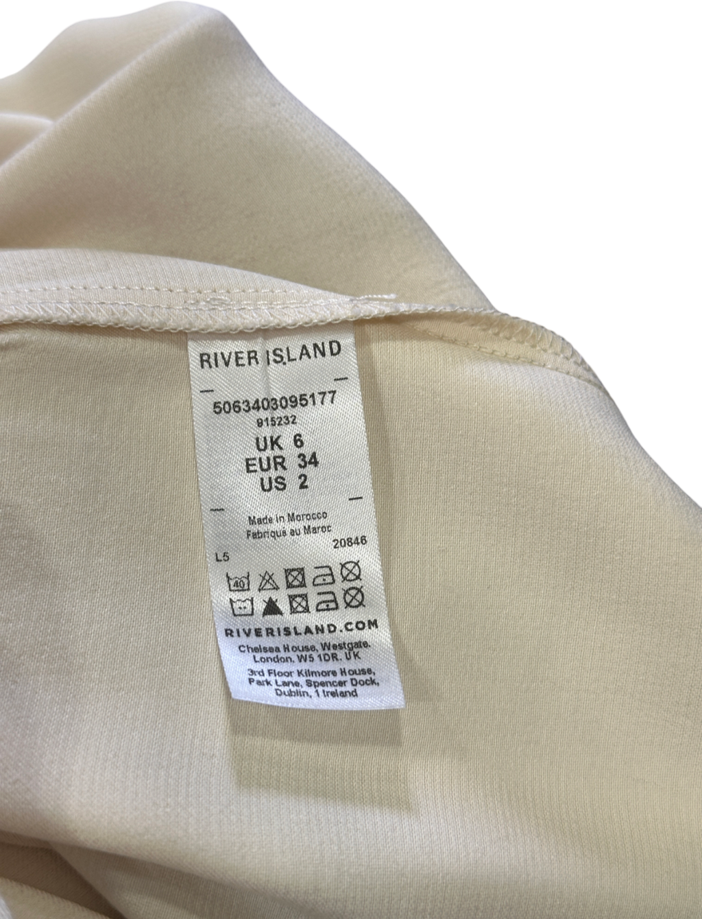 River Island Cream Lace Hem Satin Midi Skirt UK 6