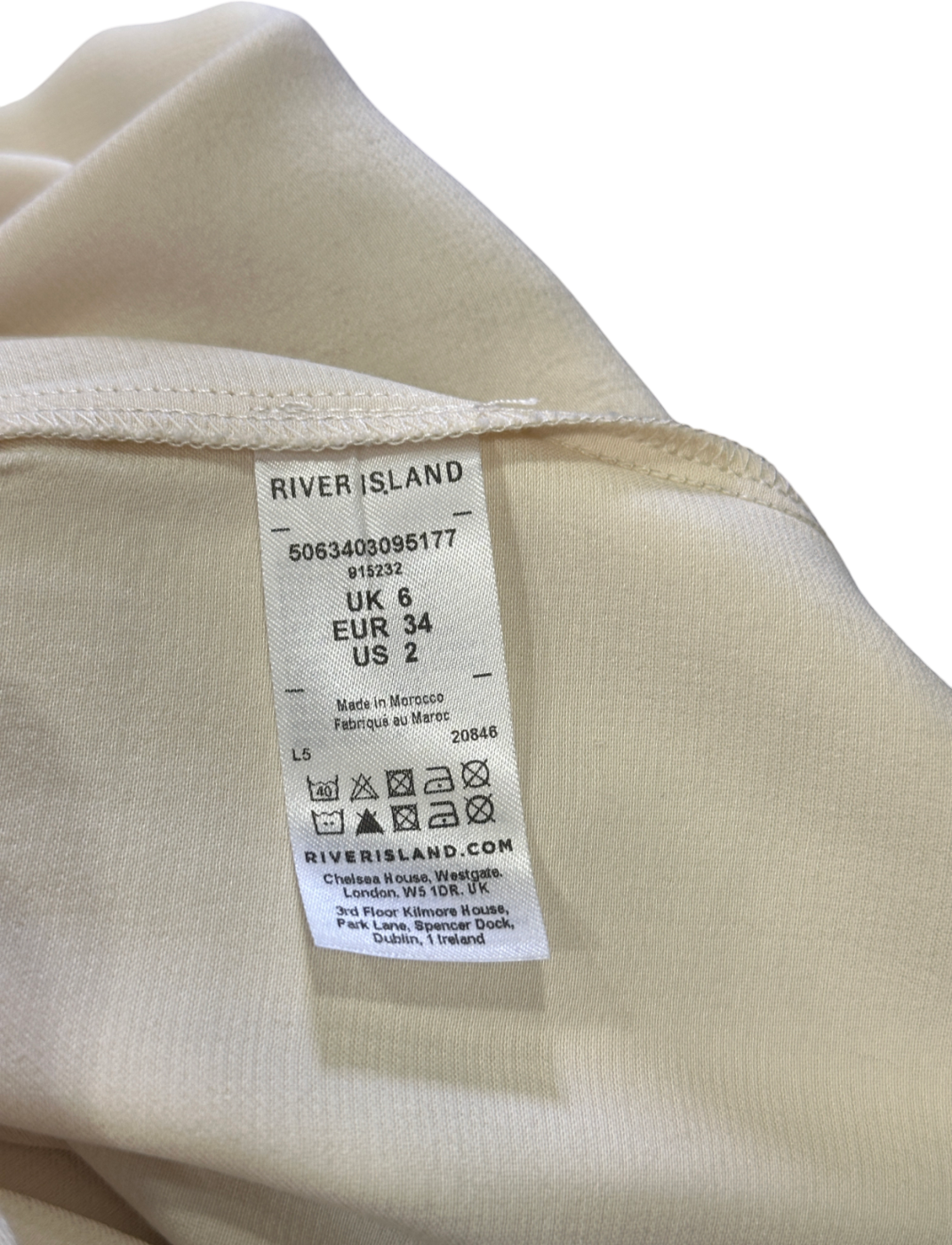 River Island Cream Lace Hem Satin Midi Skirt UK 6