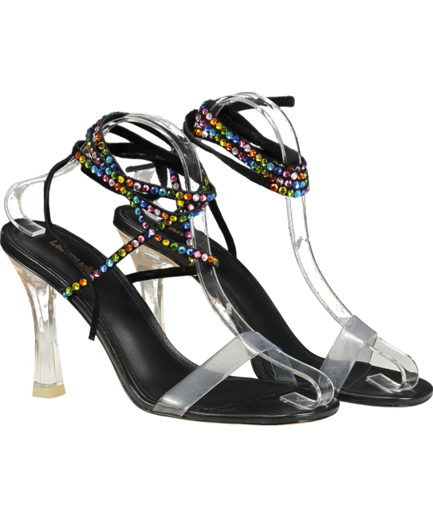 Larroude Black Gloria Disco Sandal UK 6.5 EU 39.5 👠