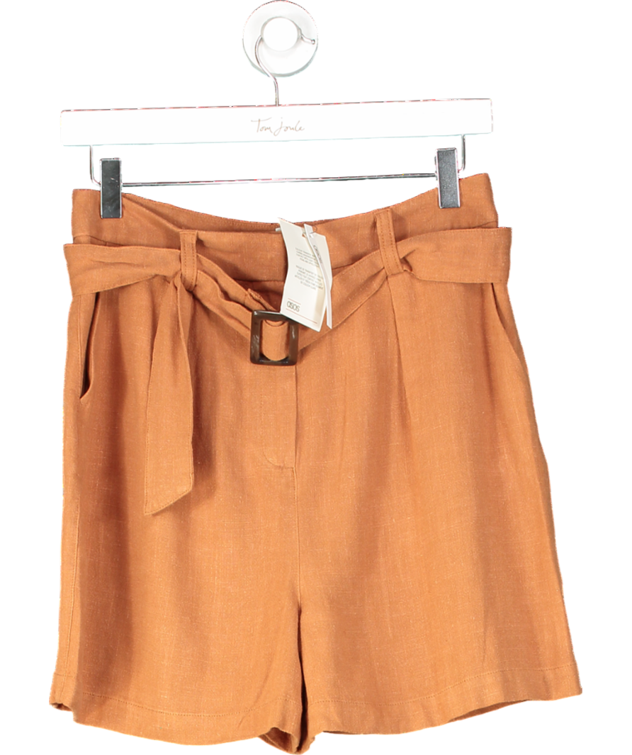 ASOS Orange Linen Blend Belted Shorts UK 10
