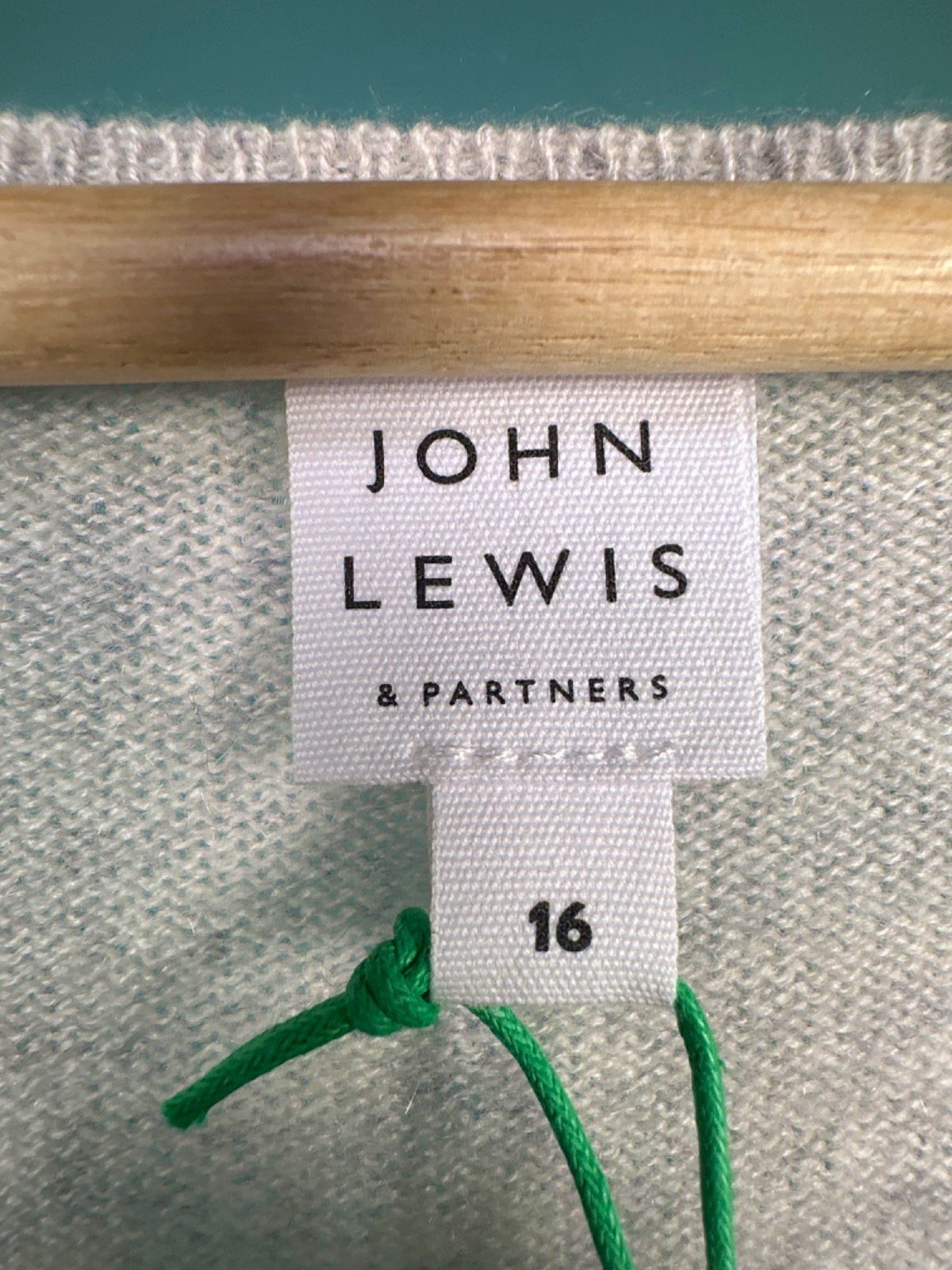 John Lewis & Partners Grey 100% Cashmere V Neck Sweater UK 16