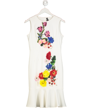 Dolce & Gabbana White Floral Embellished Dress UK M