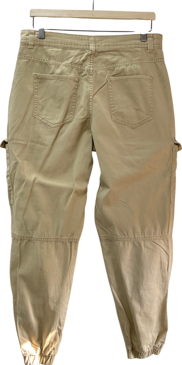 New Look Beige Stone Cotton Cuffed Cargo Trousers UK 12