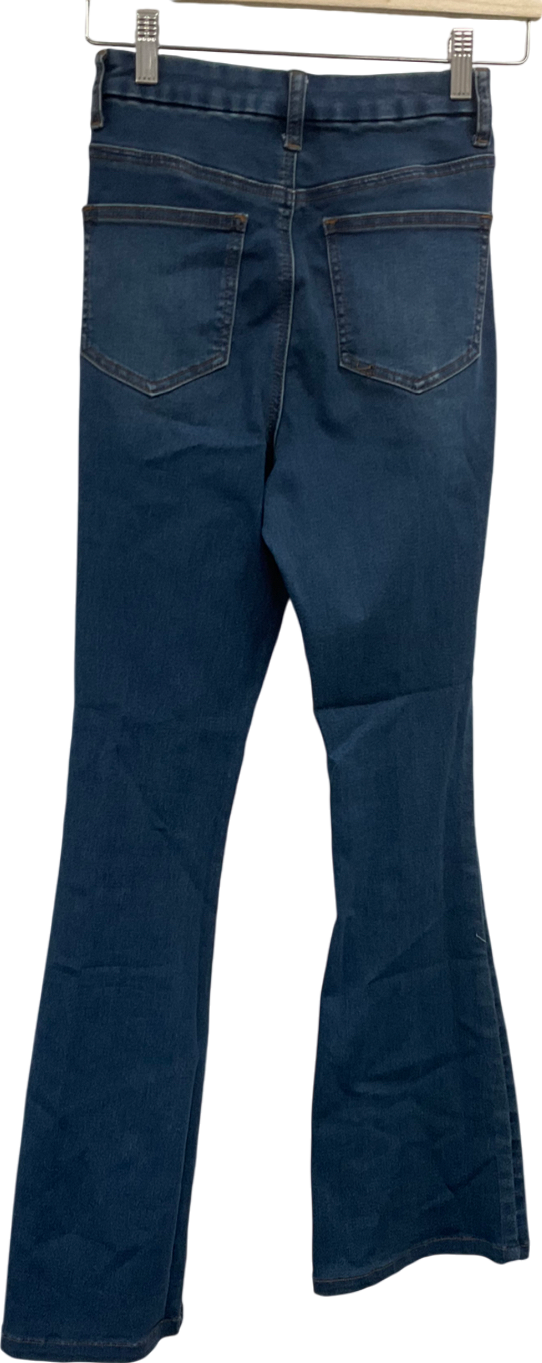 ASOS Sculpting Super Stretch Flare Jeans In Dark Blue W25